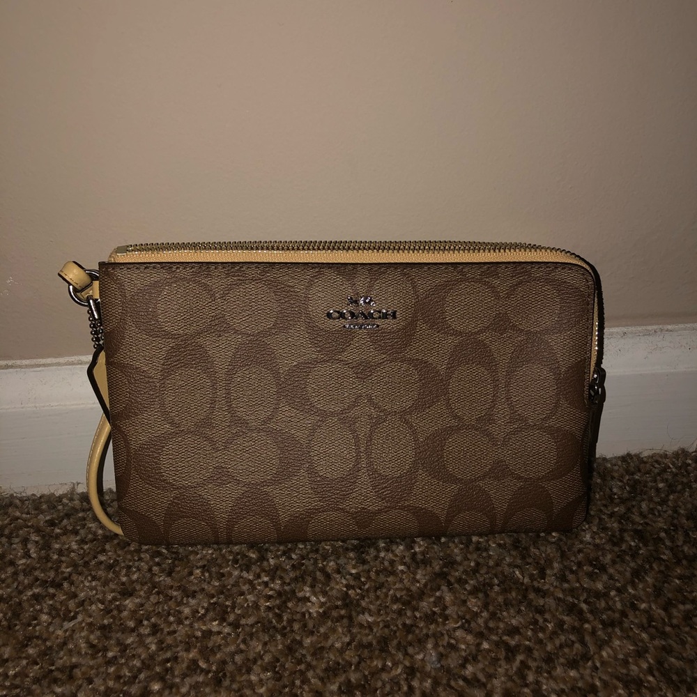 Coach tan wristlet